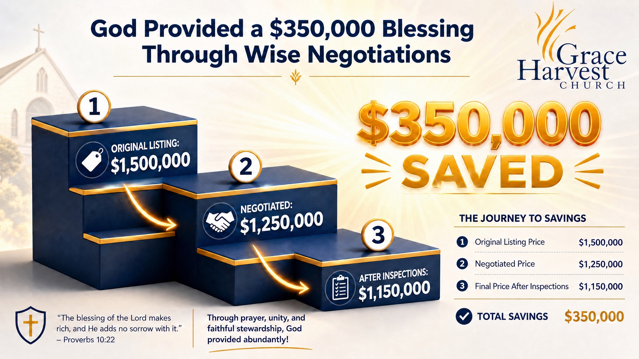 The negotiation that produced a $350,000 miracle savings on the Grace Harvest Whittier property